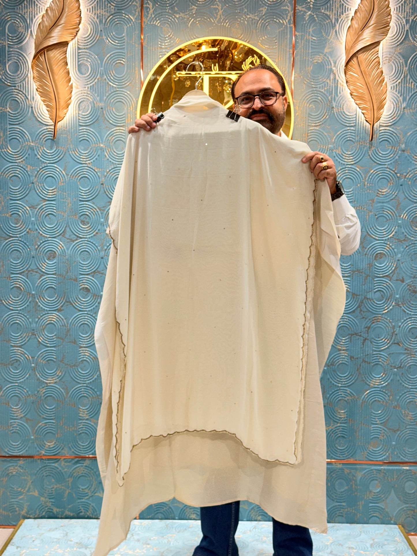 Premium Ivory Hand-Embroidered Suit Set