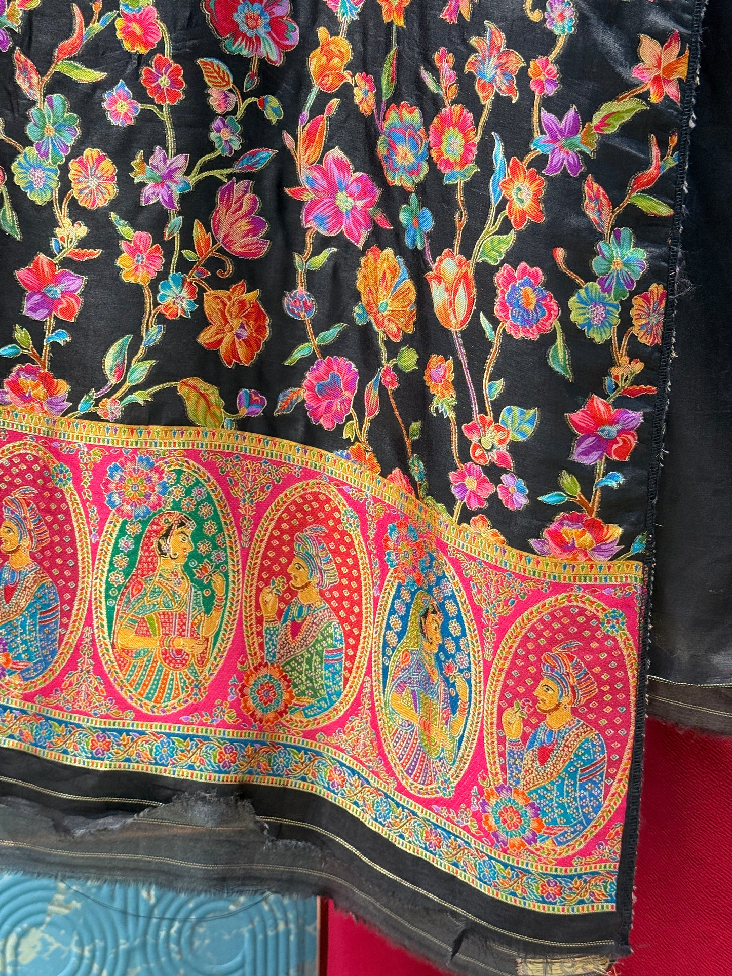 Floral Dola Silk Unstitched Suit with 4-Side Printed Dupatta | Premium Ladies Dress Material