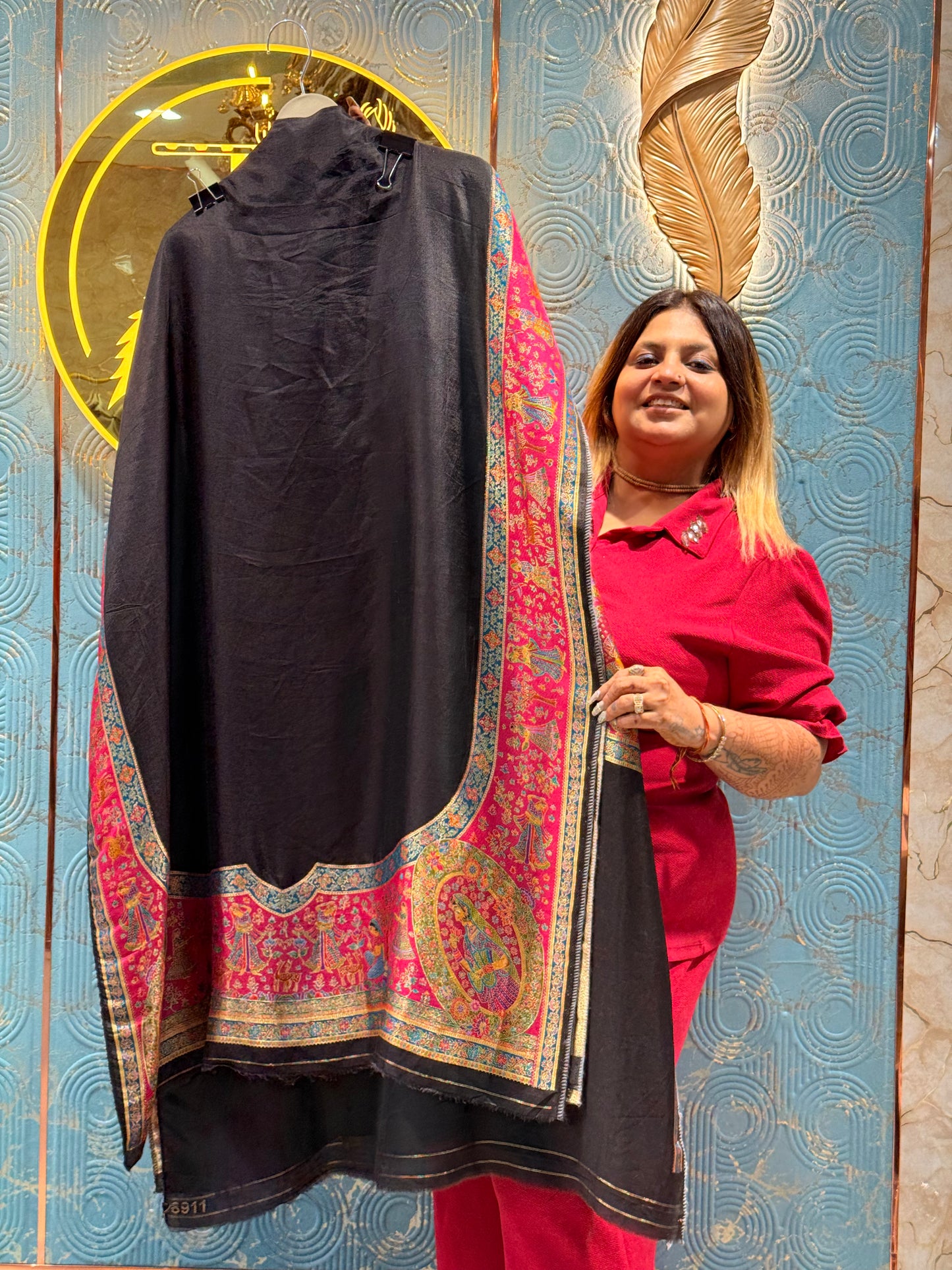 Floral Dola Silk Unstitched Suit with 4-Side Printed Dupatta | Premium Ladies Dress Material