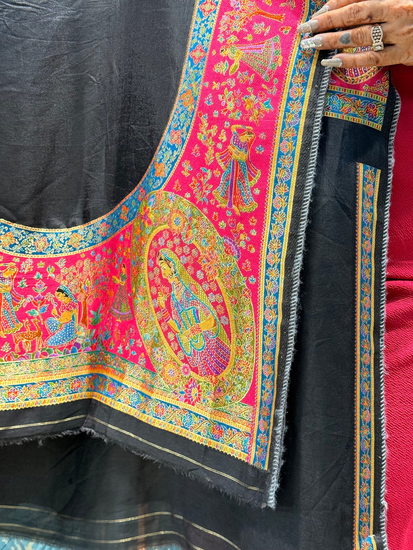 Floral Dola Silk Unstitched Suit with 4-Side Printed Dupatta | Premium Ladies Dress Material