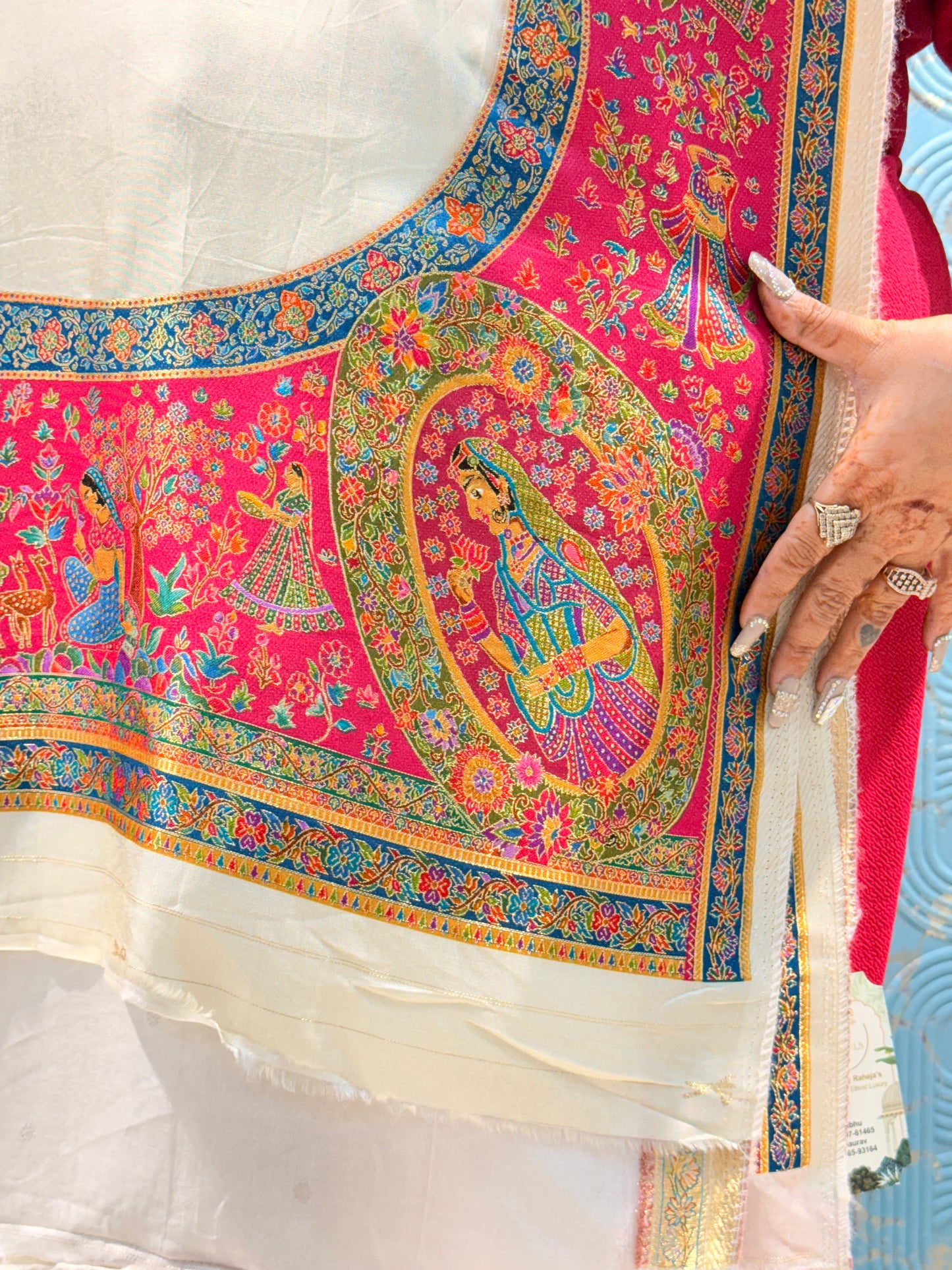 Floral Dola Silk Unstitched Suit with 4-Side Printed Dupatta | Premium Ladies Dress Material