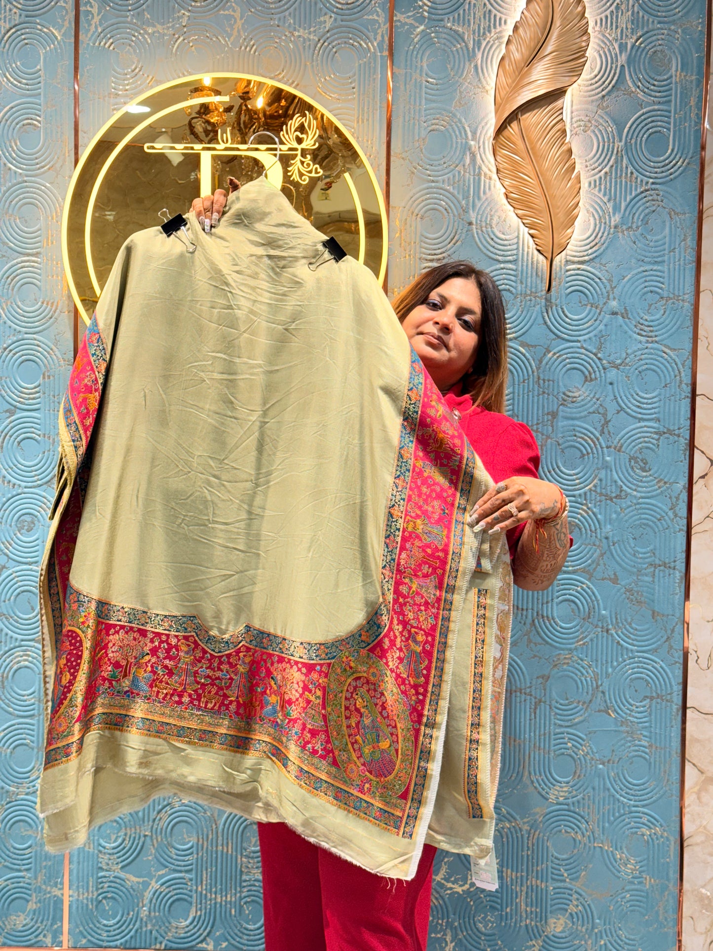 Floral Dola Silk Unstitched Suit with 4-Side Printed Dupatta | Premium Ladies Dress Material