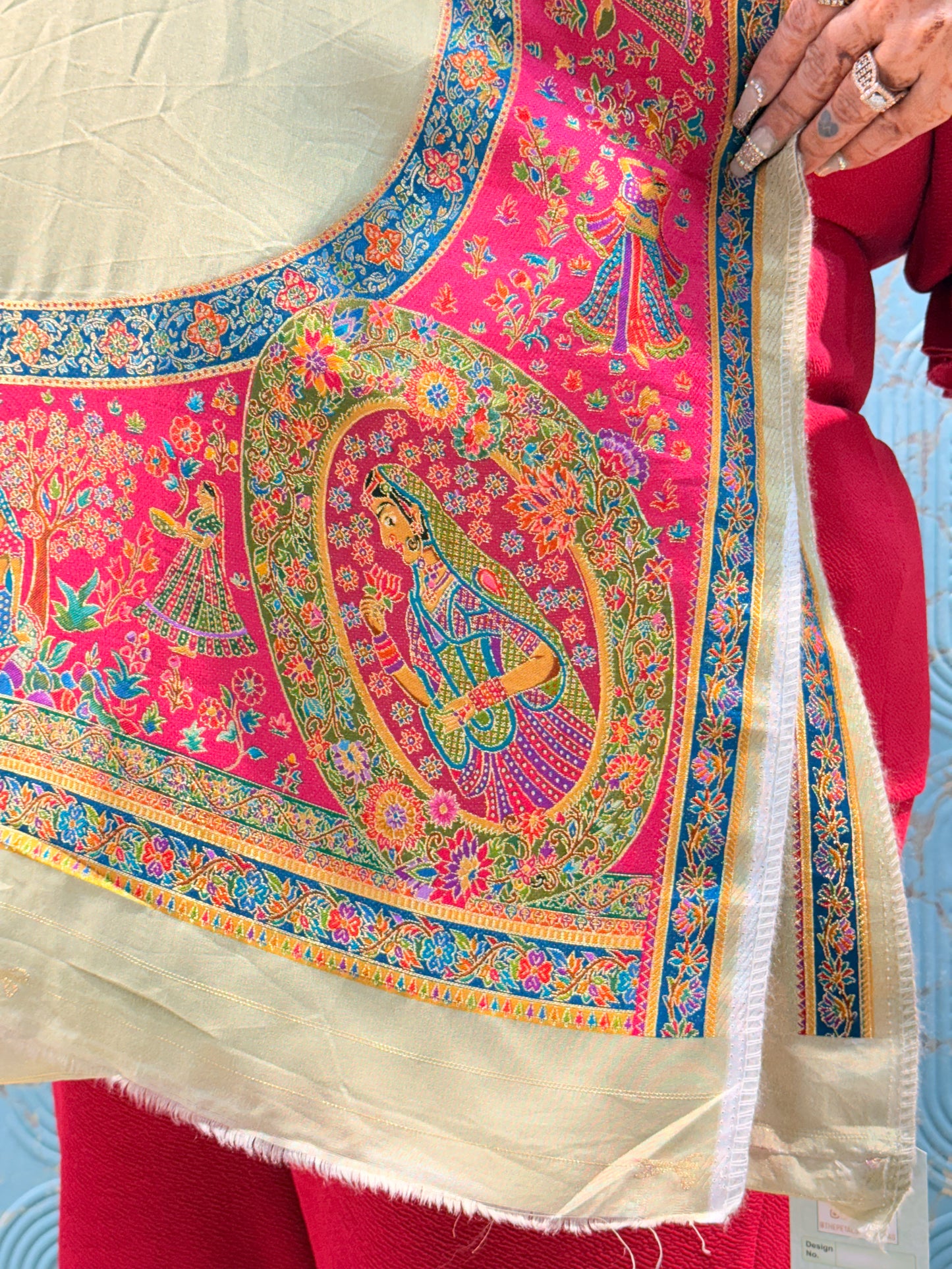 Floral Dola Silk Unstitched Suit with 4-Side Printed Dupatta | Premium Ladies Dress Material