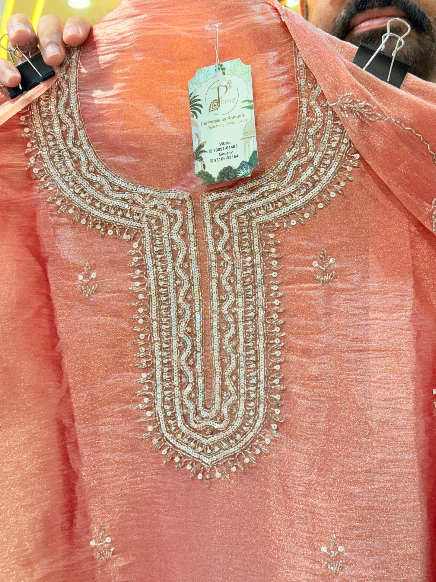 Premium Hand-Embroidered Silk Suit – The Petals Exclusive