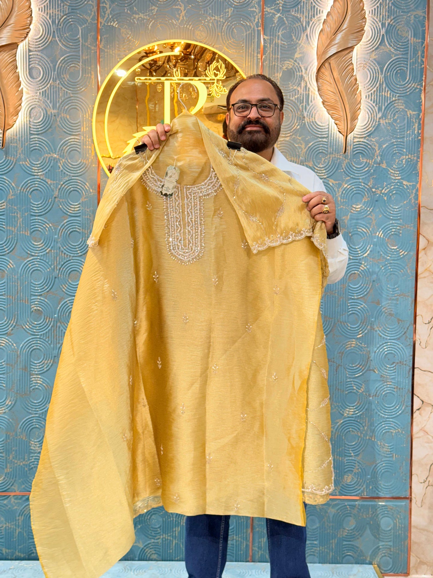 Premium Hand-Embroidered Silk Suit – The Petals Exclusive