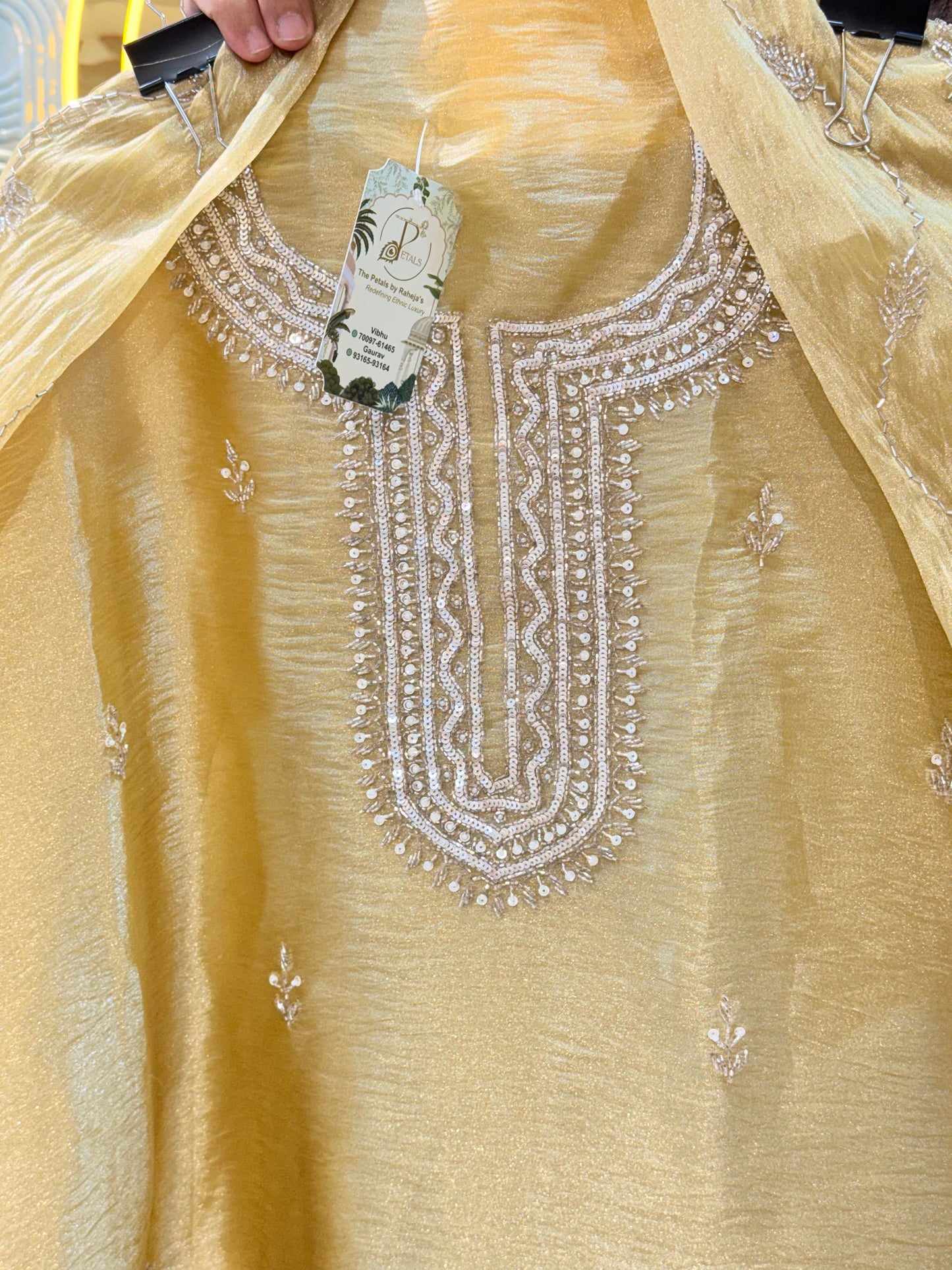 Premium Hand-Embroidered Silk Suit – The Petals Exclusive