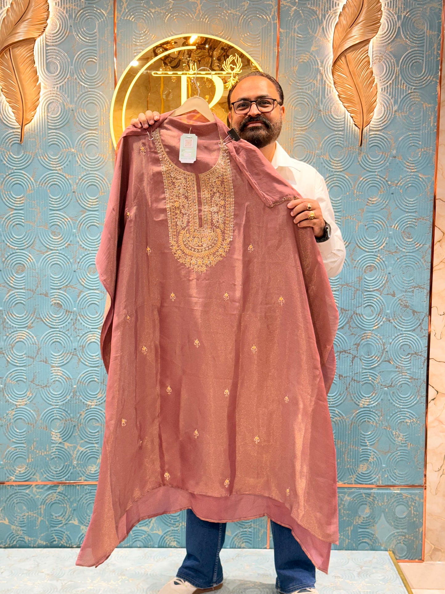 Premium Hand-Embroidered Silk Suit – The Petals Exclusive